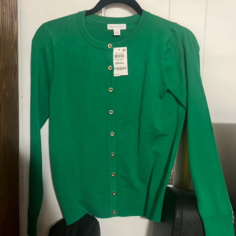 womens never warn before green cardigan